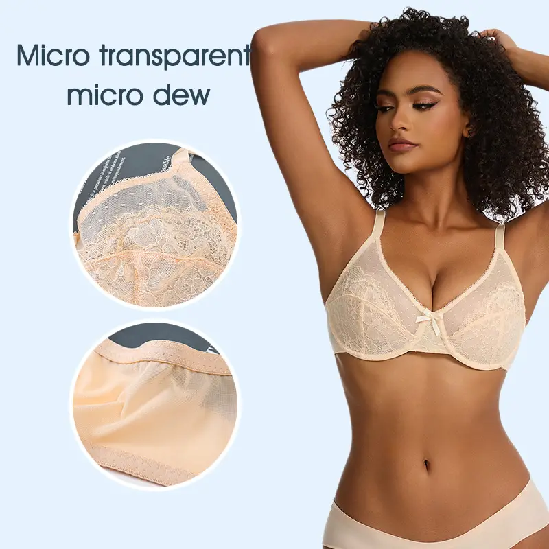 Black Lace Push-Up Underwear Women's Comfortable Mesh