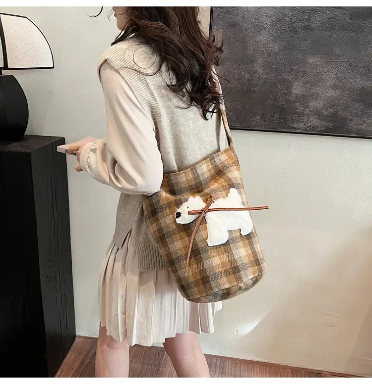 Women's Plaid Crossbody Bag 2025 Woolen Large Capacity — feature 14