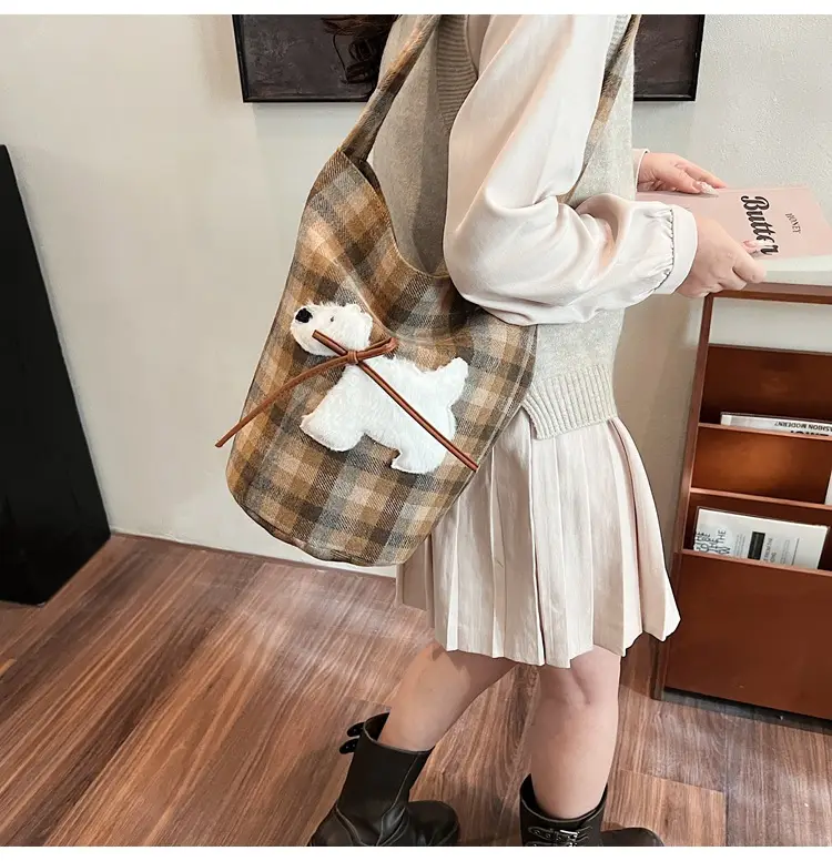 Women's Plaid Crossbody Bag 2025 Woolen Large Capacity — feature 16