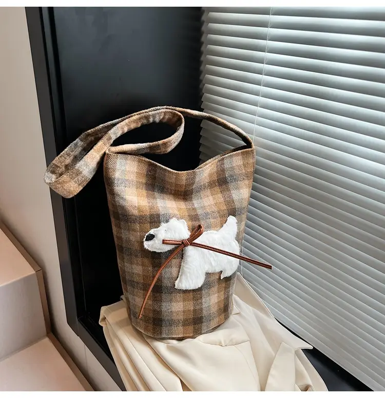 Women's Plaid Crossbody Bag 2025 Woolen Large Capacity — feature 17