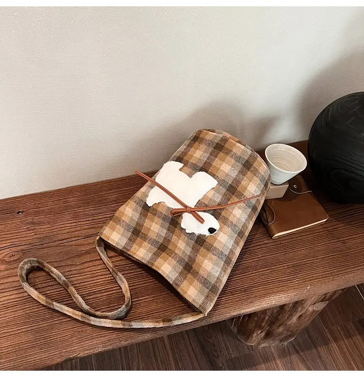 Women's Plaid Crossbody Bag 2025 Woolen Large Capacity — feature 19