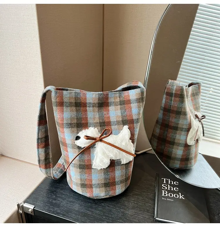 Women's Plaid Crossbody Bag 2025 Woolen Large Capacity — feature 21