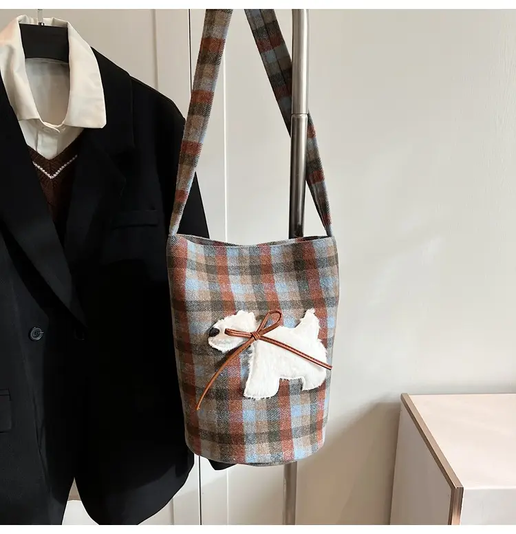Women's Plaid Crossbody Bag 2025 Woolen Large Capacity — feature 24