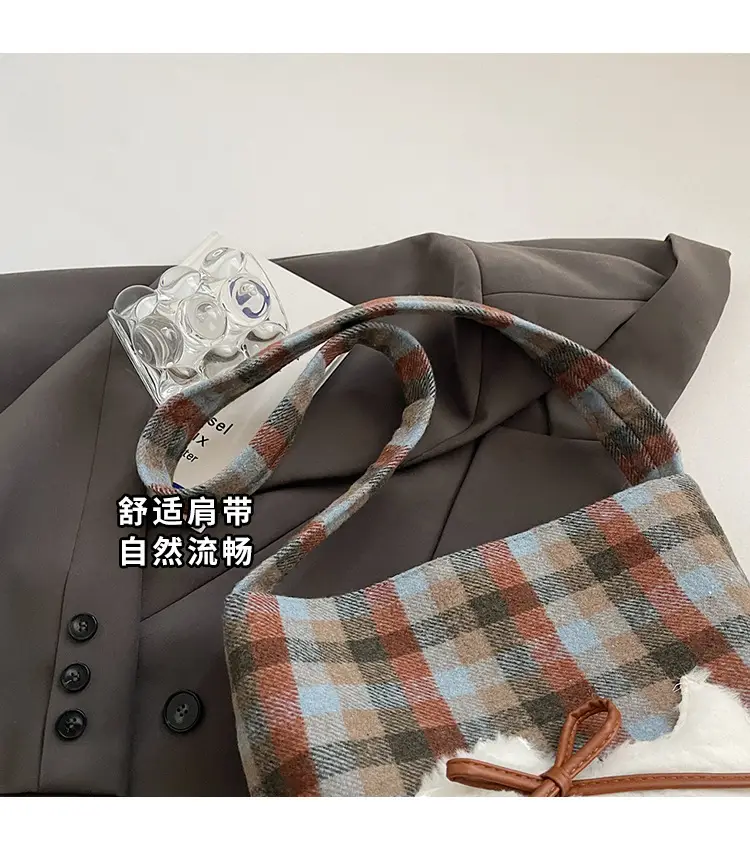 Women's Plaid Crossbody Bag 2025 Woolen Large Capacity — feature 4