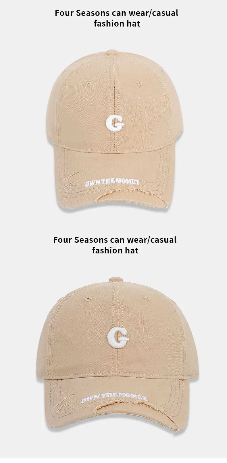 Women Grey Baseball Cap with G Embroidery — feature 12