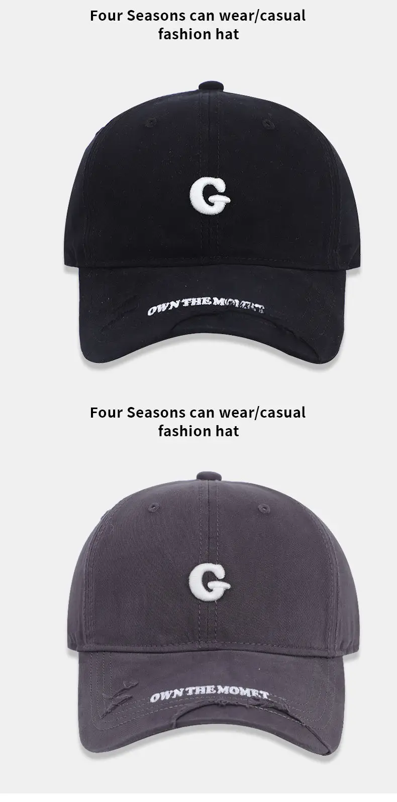 Women Grey Baseball Cap with G Embroidery — feature 13