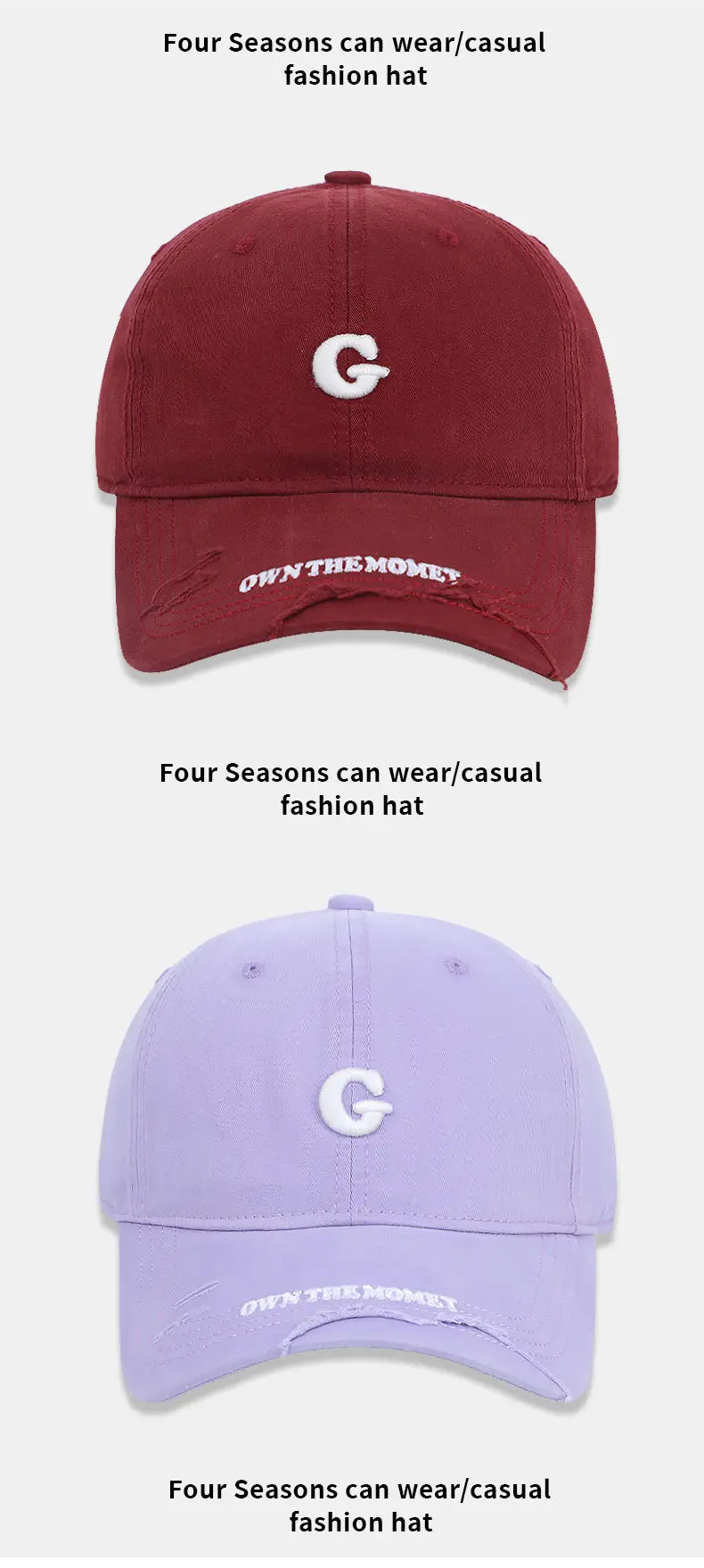 Women Grey Baseball Cap with G Embroidery — feature 14