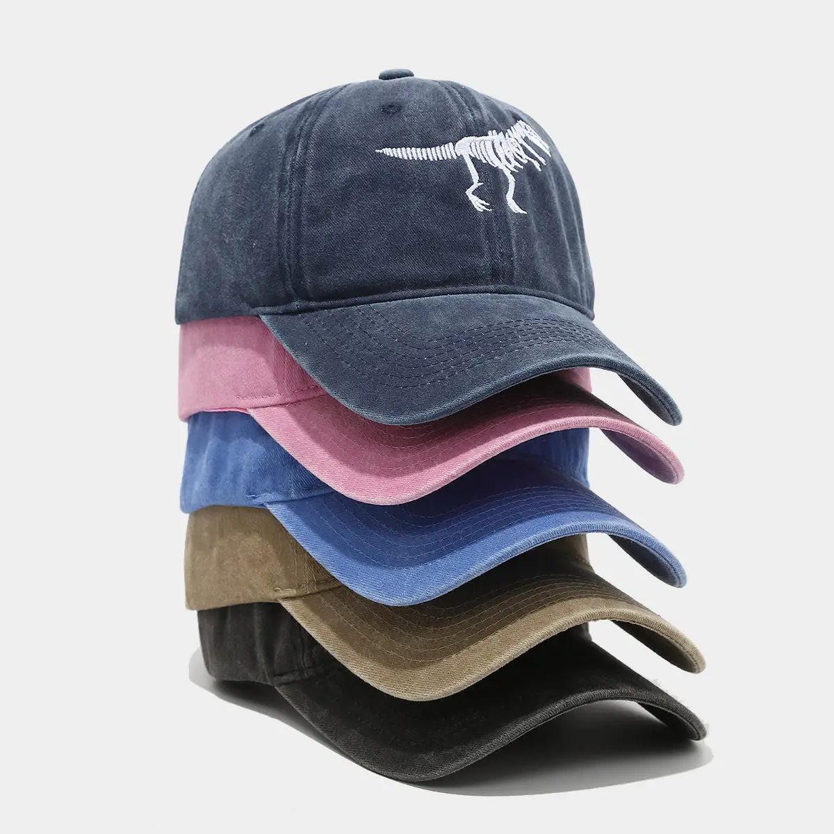 Men Dino Embroidered Baseball Caps Blue Black Brown — feature 2