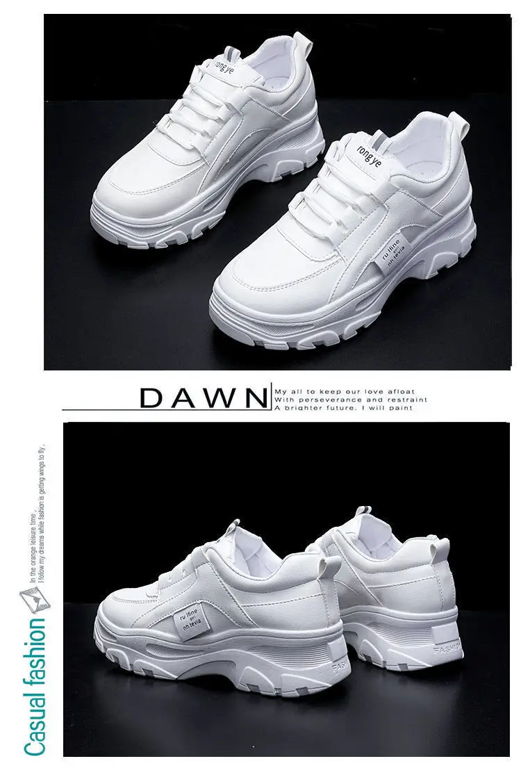 Torre Shoes Women's Sports Casual Shoes Spring New Single Shoes Increased Thick Sole Women's Shoes fleece-lined White Shoes — feature 14