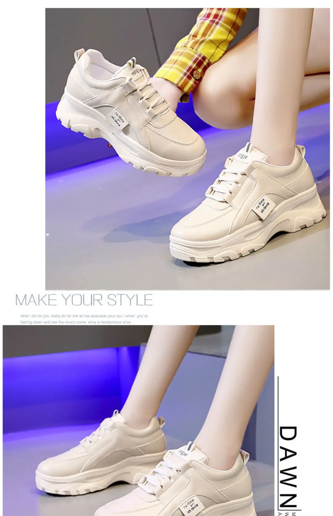Torre Shoes Women's Sports Casual Shoes Spring New Single Shoes Increased Thick Sole Women's Shoes fleece-lined White Shoes — feature 17