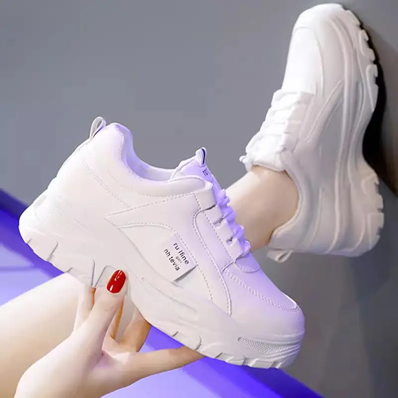 Torre Shoes Women's Sports Casual Shoes Spring New Single Shoes Increased Thick Sole Women's Shoes fleece-lined White Shoes - Image 4