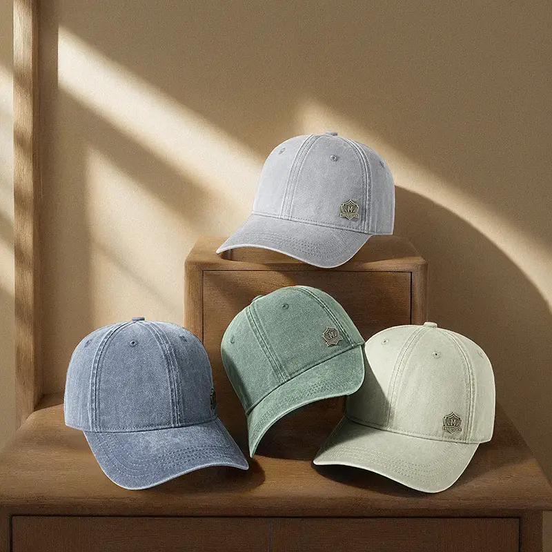 Men's Green Wash Cotton Baseball Cap with Logo
