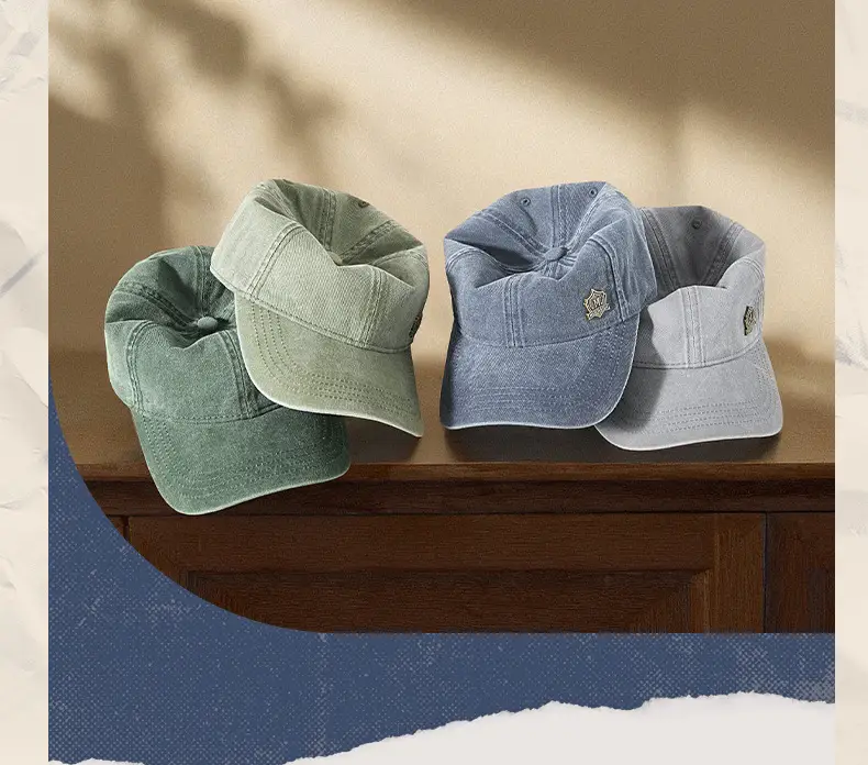 Men's Green Wash Cotton Baseball Cap with Logo — feature 15