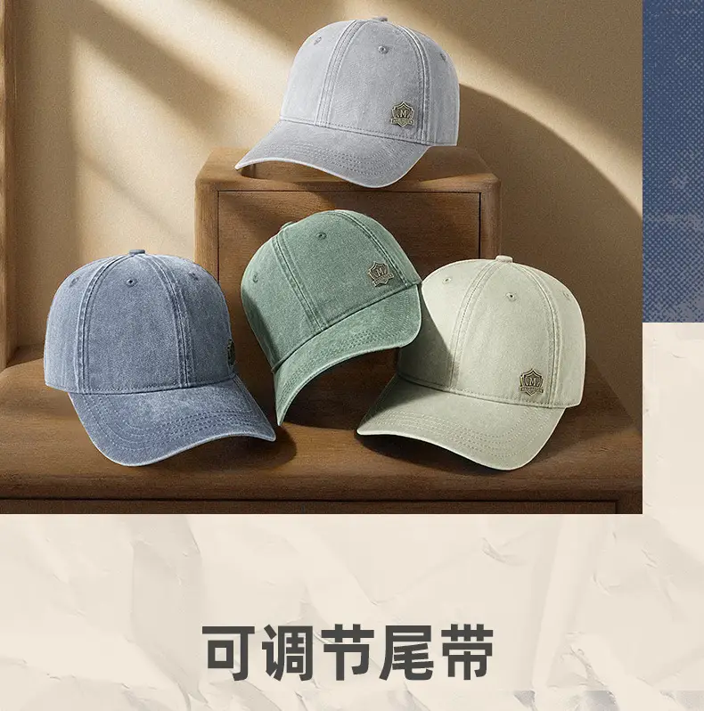 Men's Green Wash Cotton Baseball Cap with Logo — feature 23