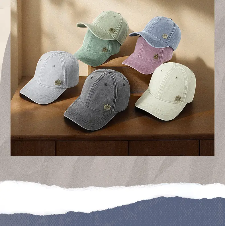 Men's Green Wash Cotton Baseball Cap with Logo — feature 28
