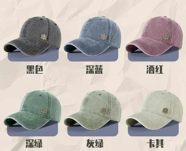 Men's Green Wash Cotton Baseball Cap with Logo — feature 31