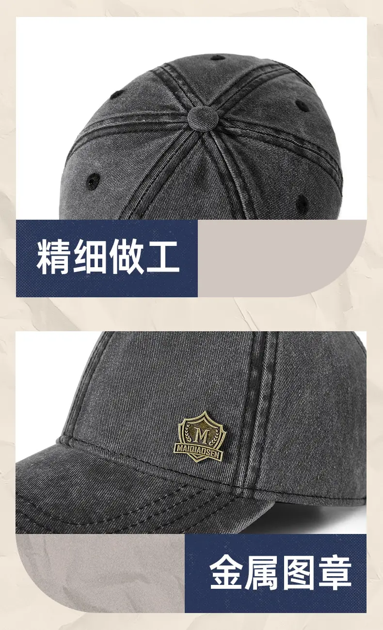 Men's Green Wash Cotton Baseball Cap with Logo — feature 33