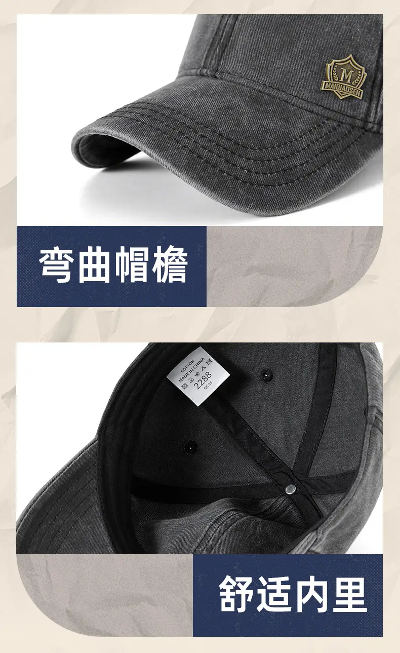 Men's Green Wash Cotton Baseball Cap with Logo — feature 34