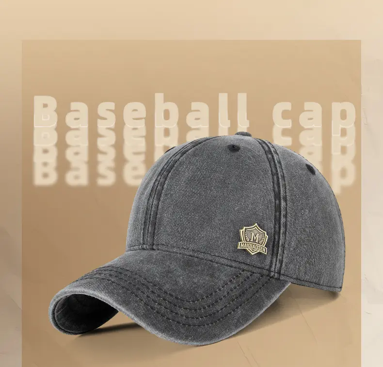 Men's Green Wash Cotton Baseball Cap with Logo — feature 7