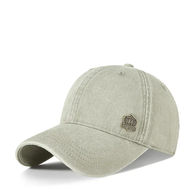 Men's Green Wash Cotton Baseball Cap with Logo