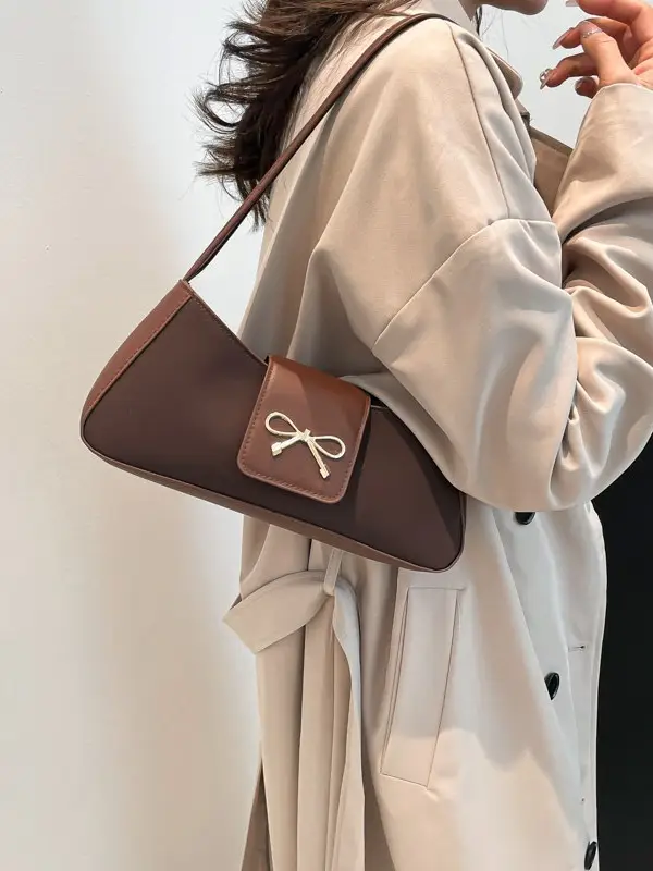 2026 Summer Women's Bow Shoulder Bag Brown - Image 6