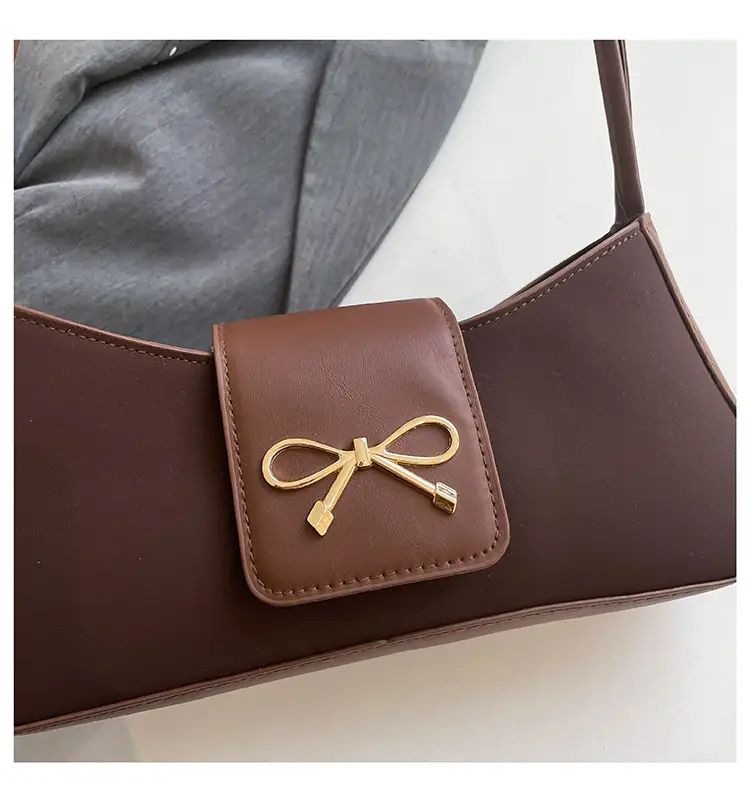 2026 Summer Women's Bow Shoulder Bag Brown — feature 10
