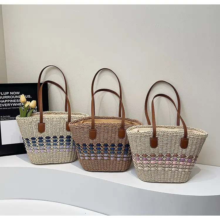 French Style Straw Bag with Embroidered Flowers — feature 12