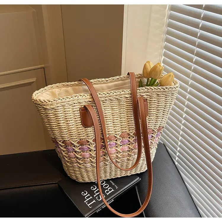 French Style Straw Bag with Embroidered Flowers — feature 14