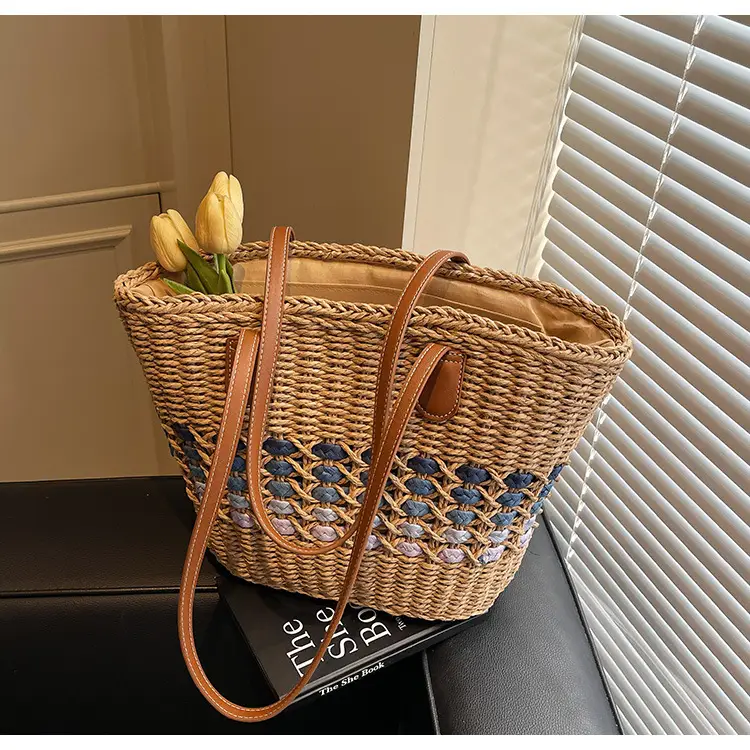 French Style Straw Bag with Embroidered Flowers — feature 16