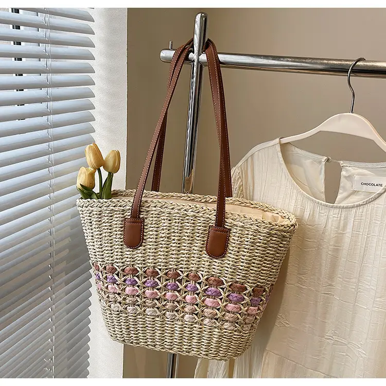 French Style Straw Bag with Embroidered Flowers — feature 20