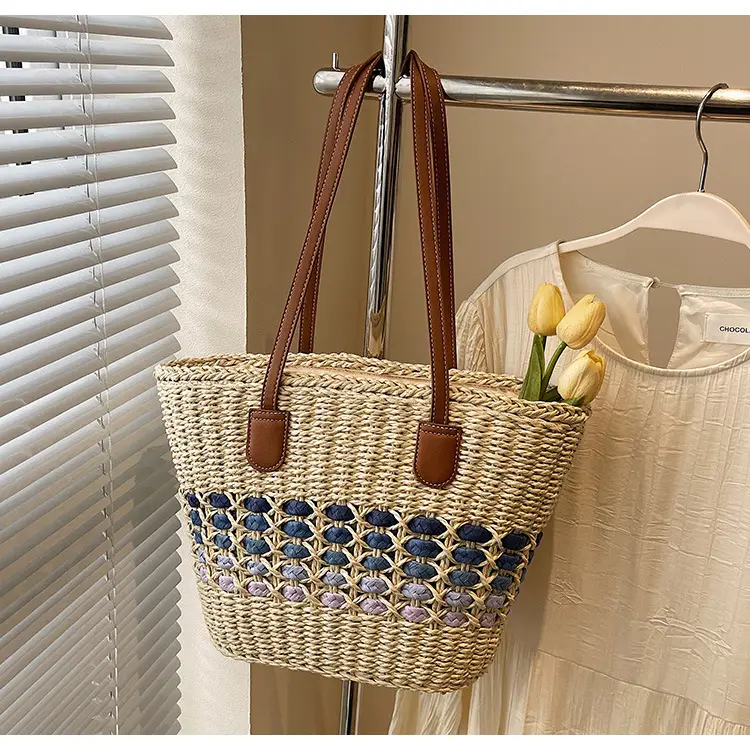 French Style Straw Bag with Embroidered Flowers — feature 21