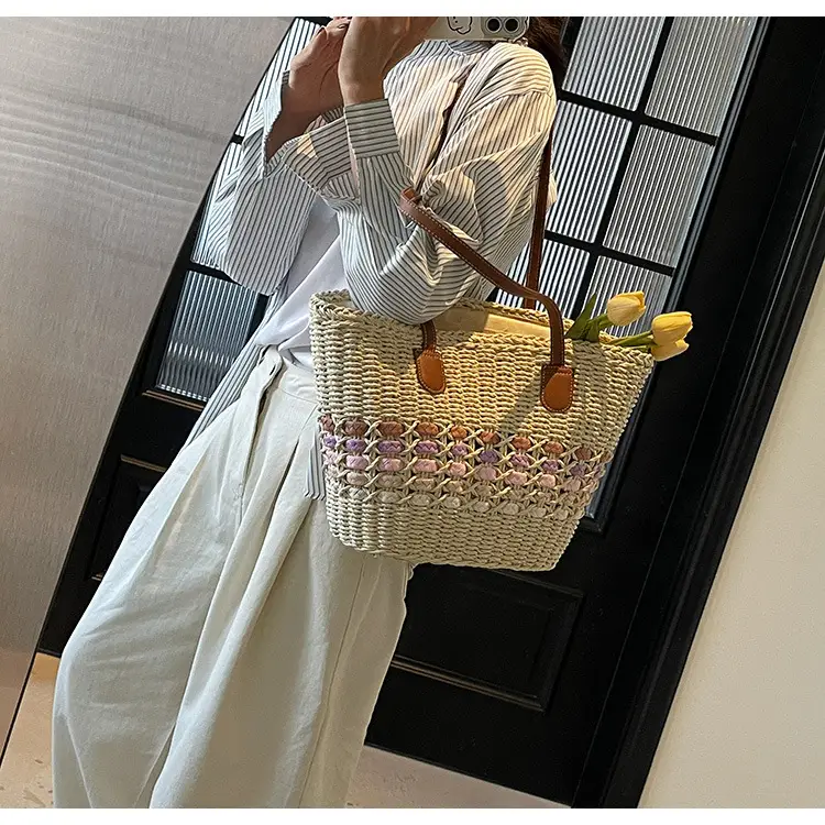 French Style Straw Bag with Embroidered Flowers — feature 23