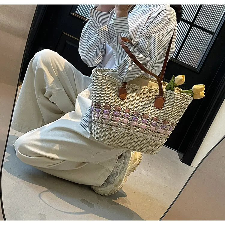 French Style Straw Bag with Embroidered Flowers — feature 24