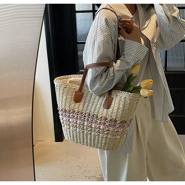 French Style Straw Bag with Embroidered Flowers — feature 26