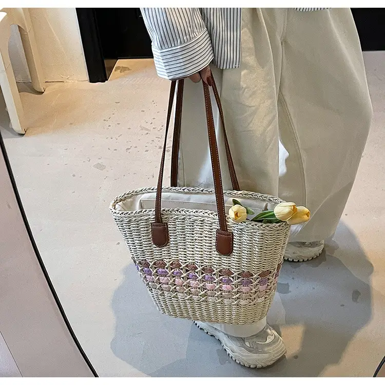 French Style Straw Bag with Embroidered Flowers — feature 28