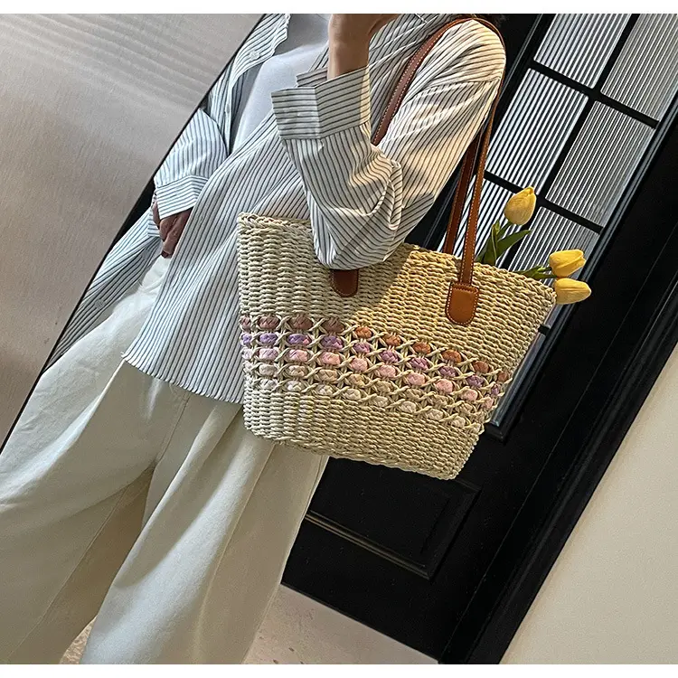French Style Straw Bag with Embroidered Flowers — feature 29