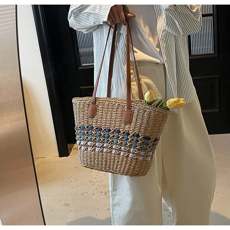 French Style Straw Bag with Embroidered Flowers — feature 31