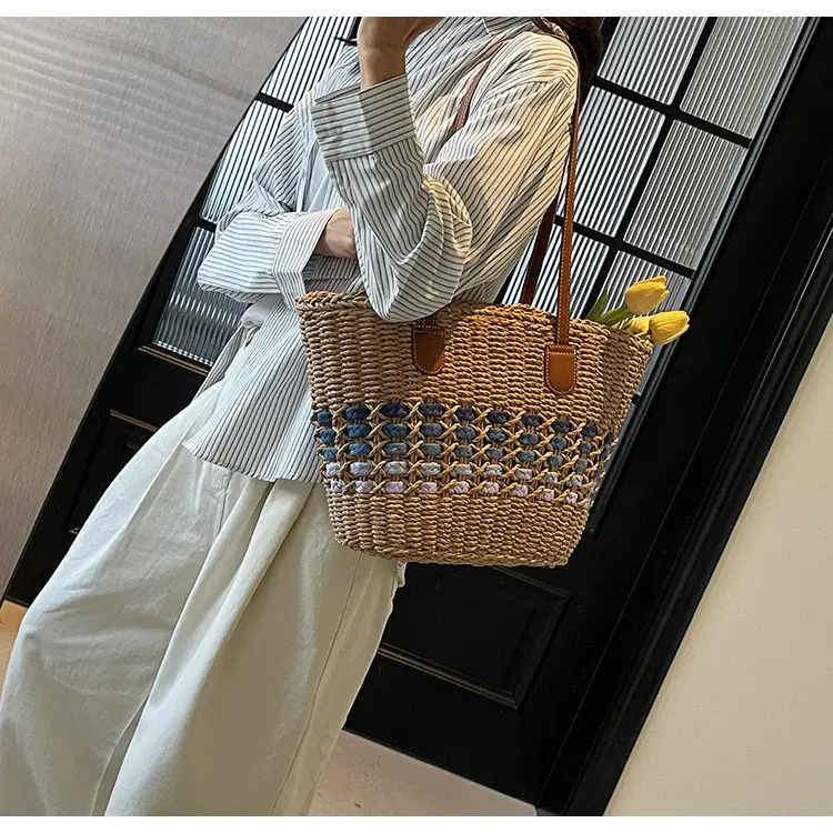 French Style Straw Bag with Embroidered Flowers — feature 33