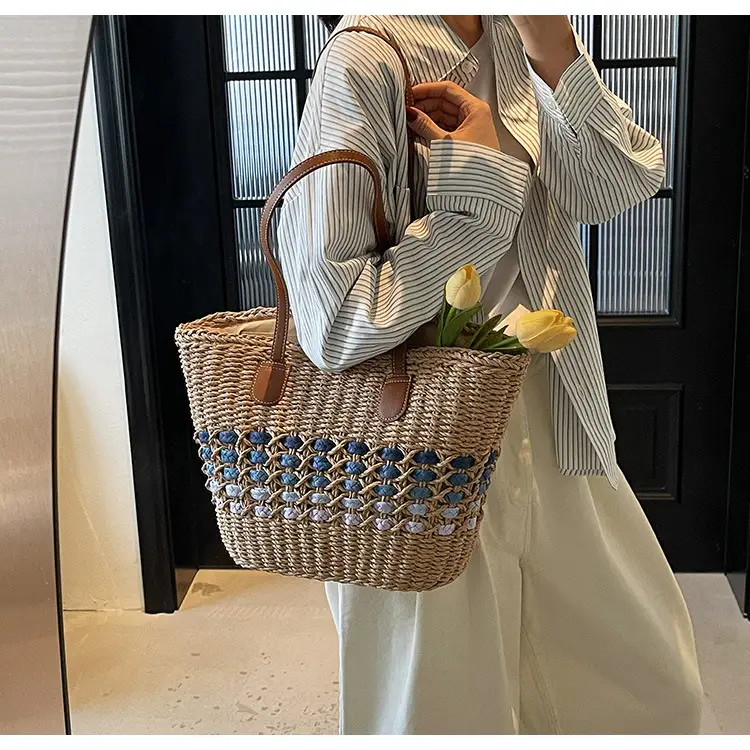 French Style Straw Bag with Embroidered Flowers — feature 35