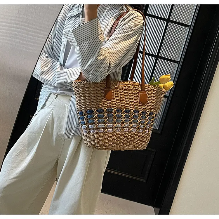 French Style Straw Bag with Embroidered Flowers — feature 37