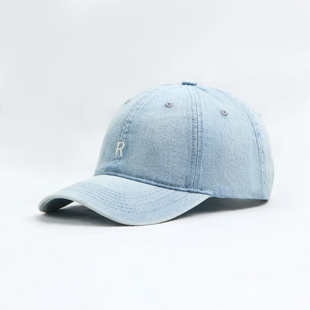 R Letter Denim Baseball Caps for Men Women - Image 2