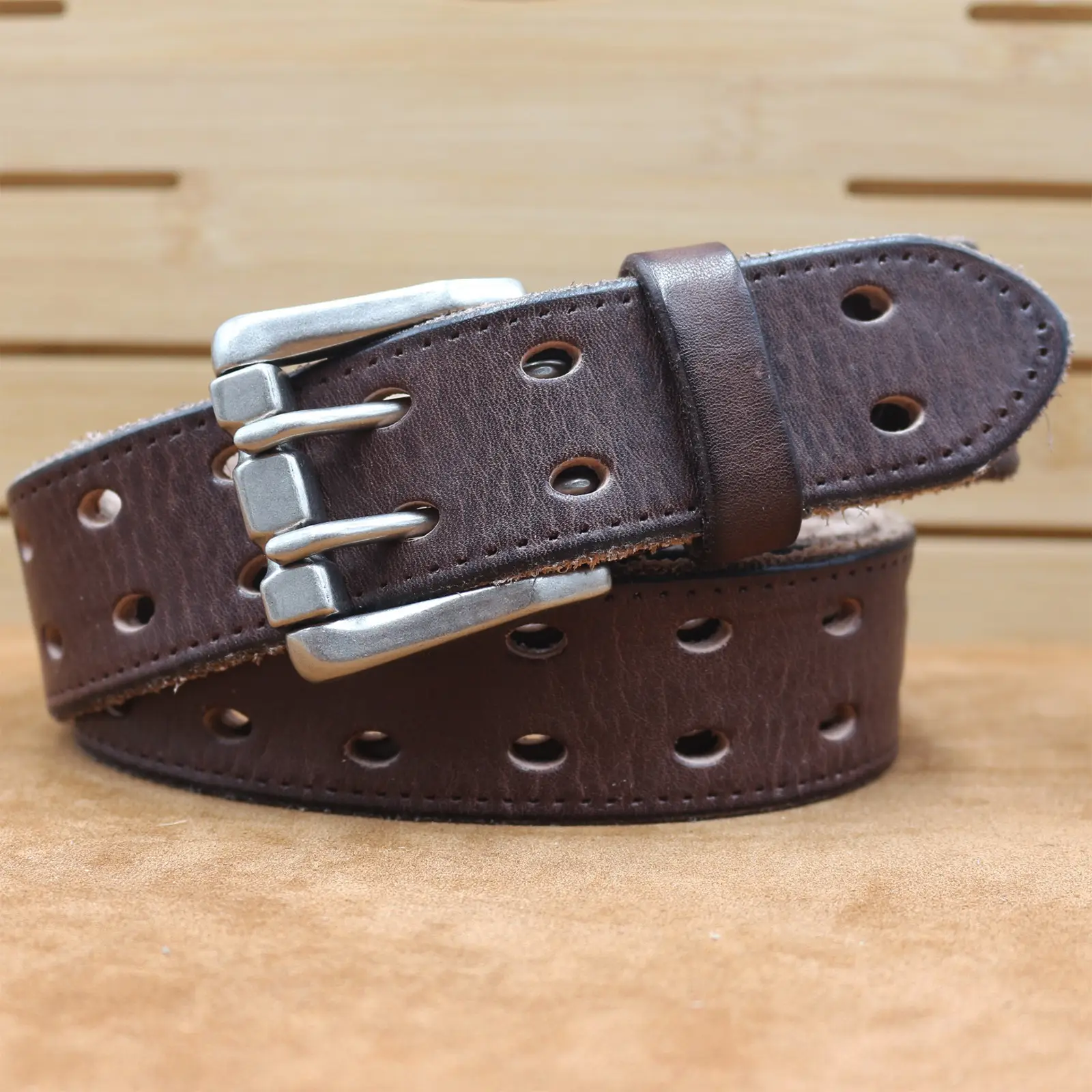 Men's Thick Cowhide Belt with Double Buckle — feature 20