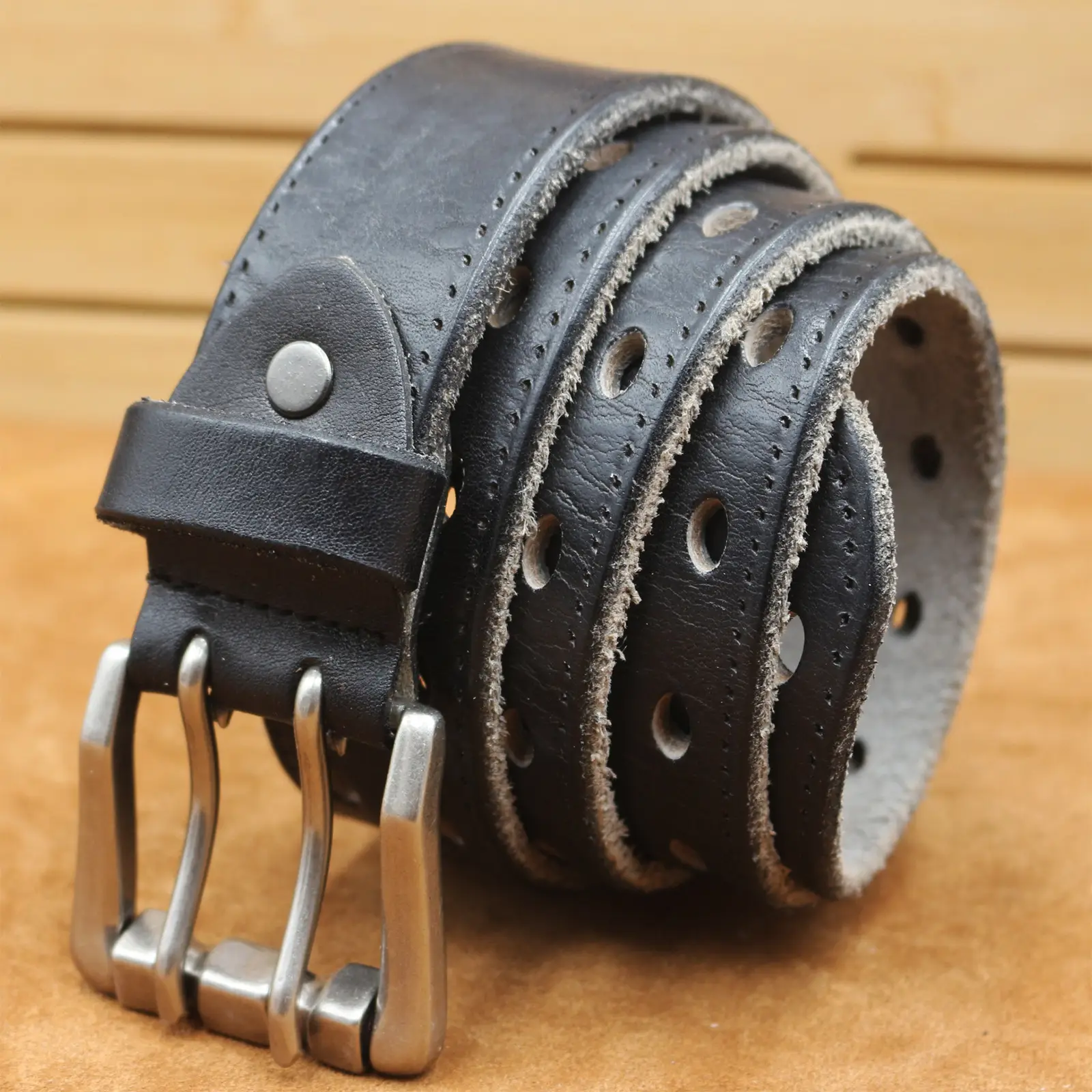 Men's Thick Cowhide Belt with Double Buckle — feature 23