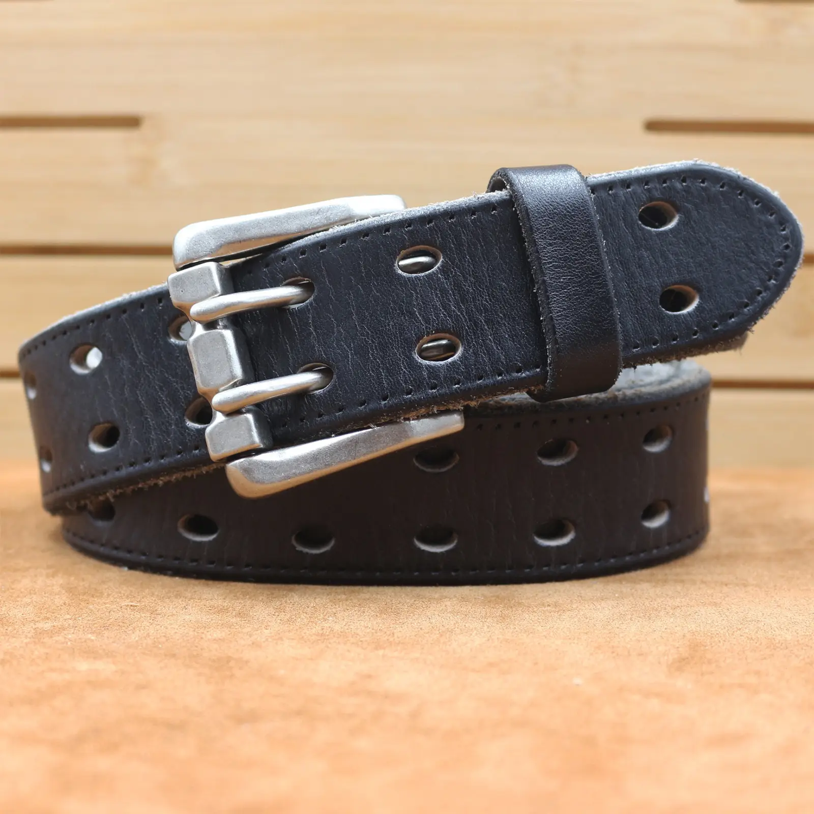 Men's Thick Cowhide Belt with Double Buckle — feature 26