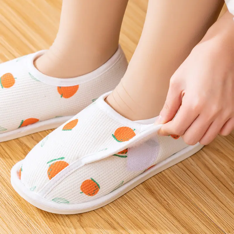 25 years spring and summer new cotton pregnant women's monthly shoes maternity indoor bag heel non-slip cotton slippers adjustable hook and loop