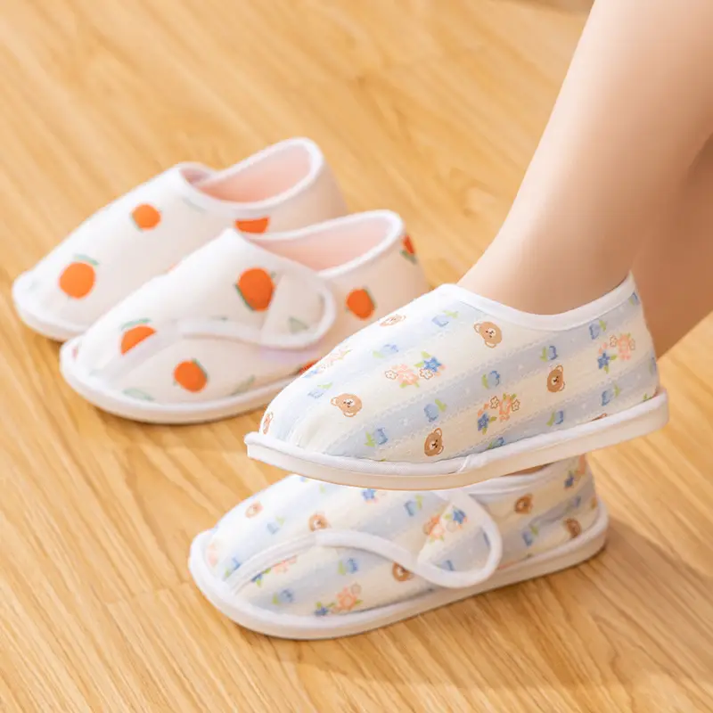 25 years spring and summer new cotton pregnant women's monthly shoes maternity indoor bag heel non-slip cotton slippers adjustable hook and loop