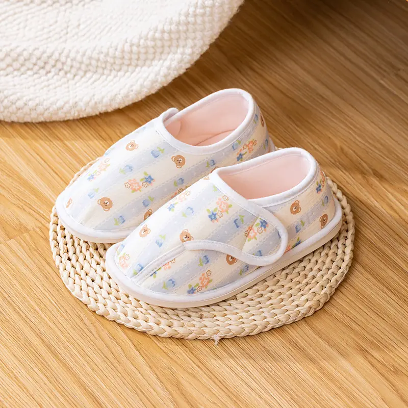 25 years spring and summer new cotton pregnant women's monthly shoes maternity indoor bag heel non-slip cotton slippers adjustable hook and loop