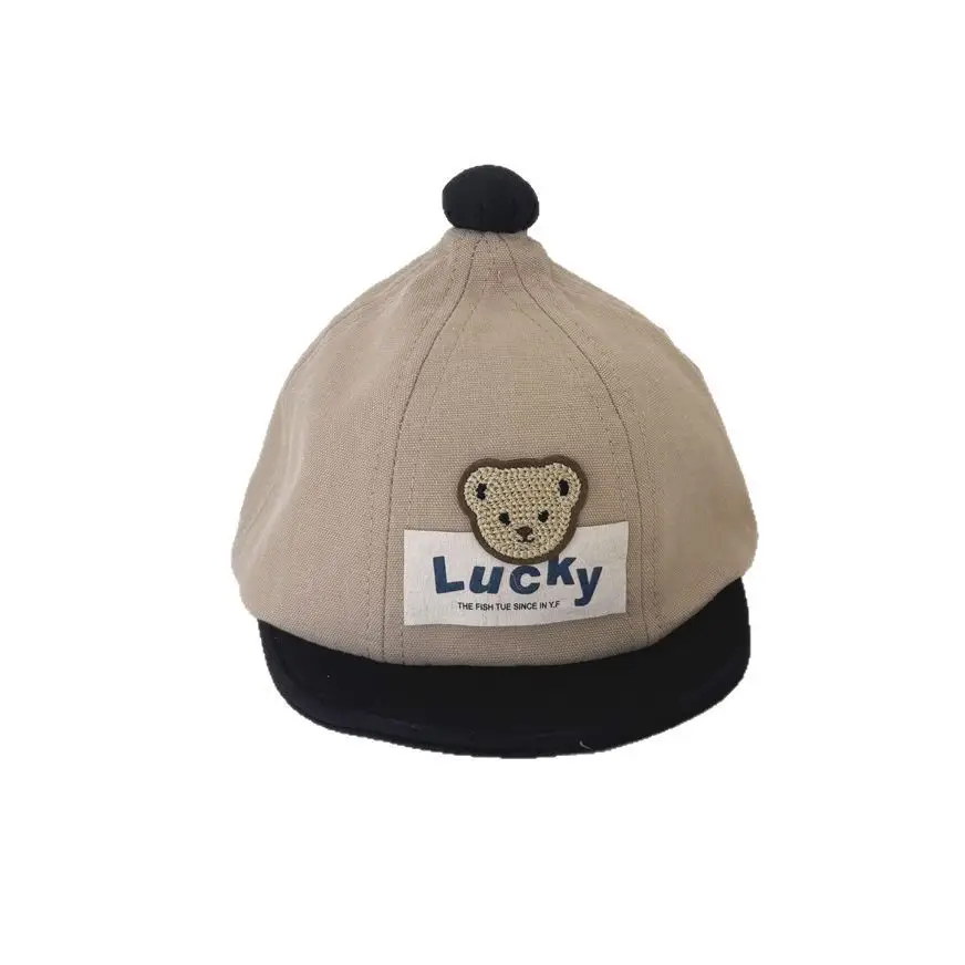 Cute Beige Baby Hat with Teddy Bear Embroidery - Image 7