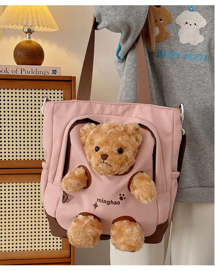 Pink Bear Canvas Shoulder Bag for Girls — feature 10