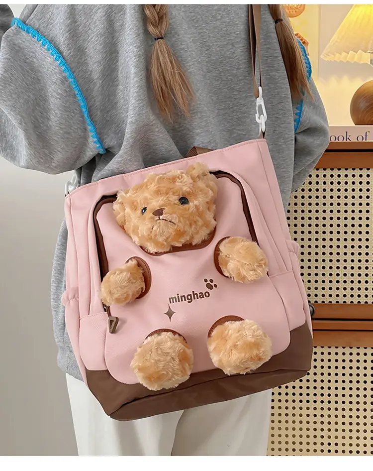Pink Bear Canvas Shoulder Bag for Girls — feature 13